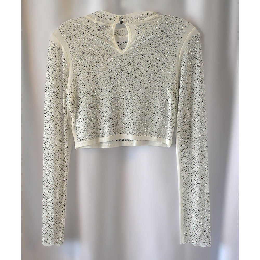 Hot & Delicious Rhinestone Mesh Crop Top - Picture 4 of 8